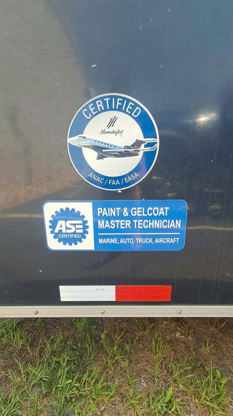 Honda Jet Certified. ANAC / FAA / EASA. ASE Paint & Gelcoat Master Technician. Finish Pro certifications